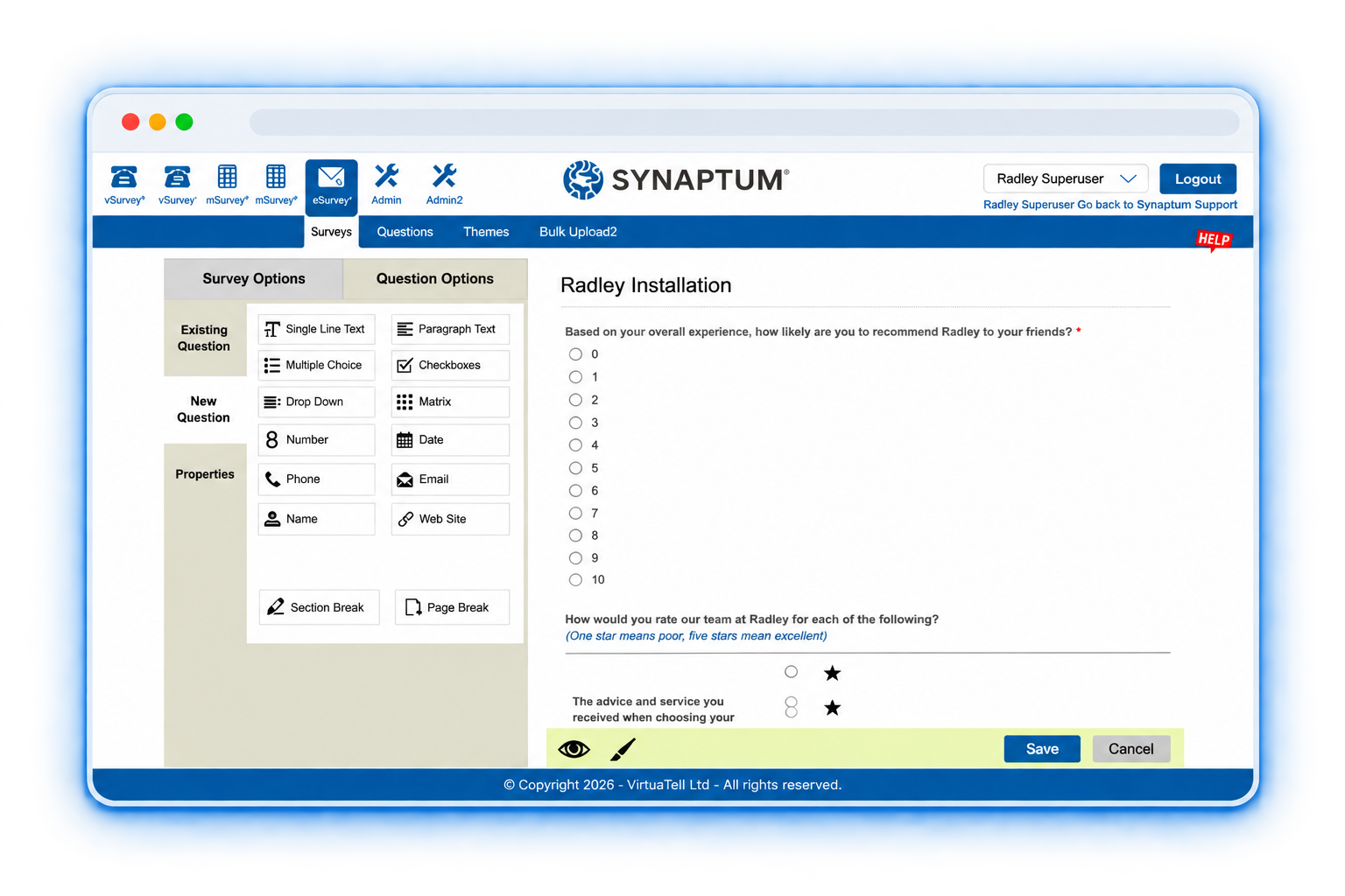 Synaptum Survey Builder Interface